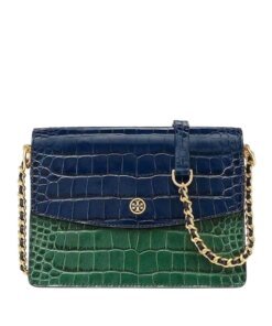 Tory Burch Blue Parker Embossed Convertible Shoulder Bag