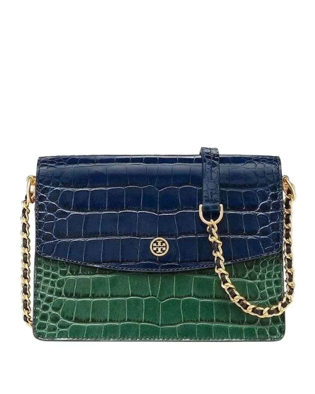 Tory Burch Blue Parker Embossed Convertible Shoulder Bag