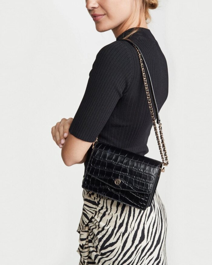Tory Burch Robinson Embossed Mini Leather Shoulder Bag