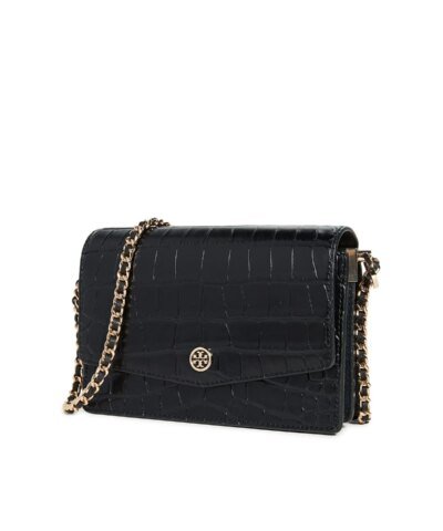 Tory Burch Robinson Embossed Mini Leather Shoulder Bag, Black