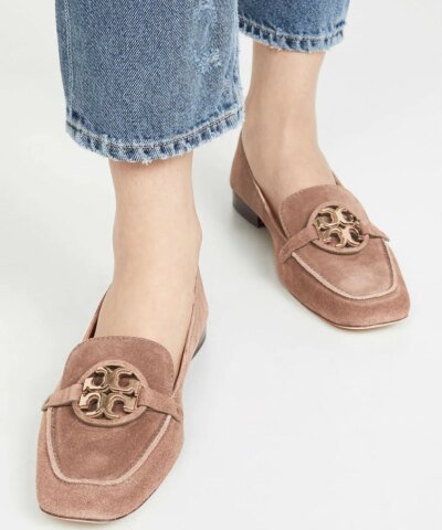 Tory Burch Metal Miller Metal - Logo Loafer, Suede