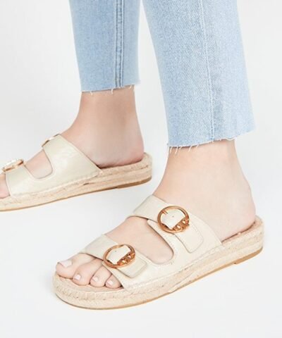 Tory Burch Selby Two-Band Espadrille Leather Sandals