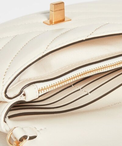 Tory Burch Kira Chevron Chain Wallet Crossbody Bag, New Ivory