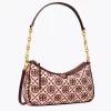 Tory Burch T Monogram Jacquard Studio Bag In Claret/New Cream