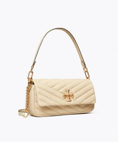 Tory Burch New Cream Kira Chevron Small Flap Shoulder Bag