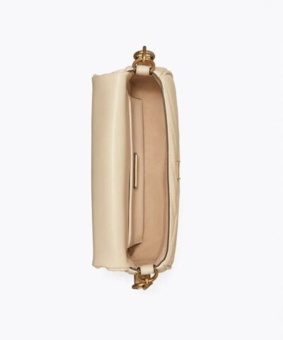 Tory Burch New Cream Kira Chevron Small Flap Shoulder Bag