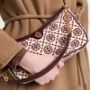 Tory Burch T Monogram Jacquard Studio Bag In Claret/New Cream