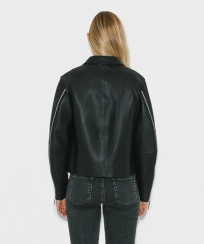 TOTÊME Cropped Leather Jacket in Black