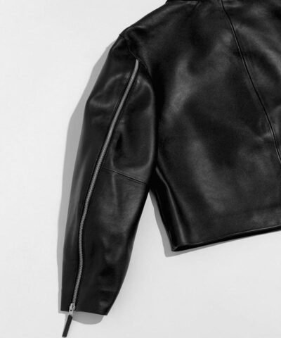 TOTÊME Cropped Leather Jacket in Black