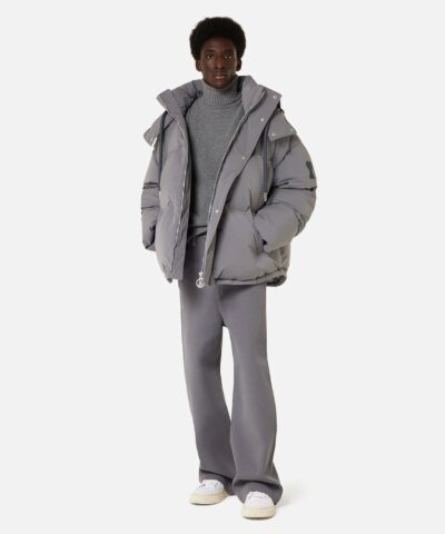 Ami Paris Men's Grey Hooded Down Jacket