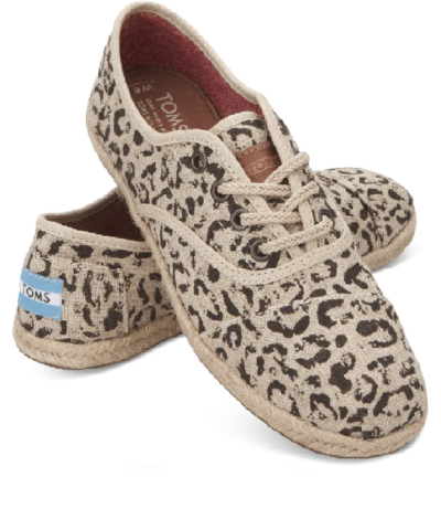 TOMS Black Snow Leopard Burlap Womens Cordones