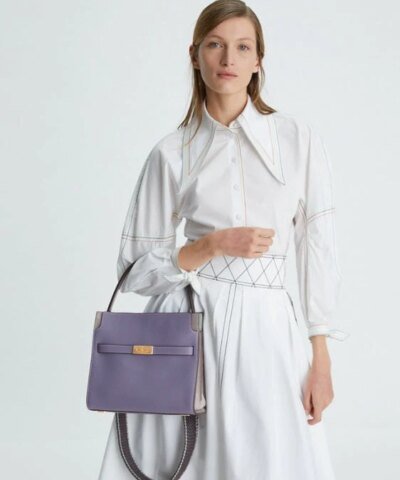 Tory Burch Lee Radziwill Pebbled Small Double Bag