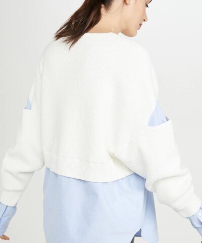 Alexander Wang.t Ribbed Bi Layer Pullover with Oxford Shirt