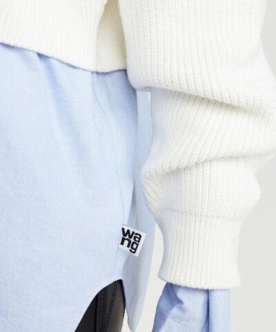 Alexander Wang.t Ribbed Bi Layer Pullover with Oxford Shirt