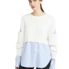 Alexander Wang.t Ribbed Bi Layer Pullover with Oxford Shirt