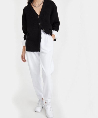 Alexander Wang.t Bi-Layer V Neck Cardigan with Oxford Shirting