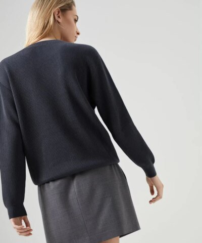 Brunello Cucinelli Cotton English Rib Sweater With Precious Pocket Loop