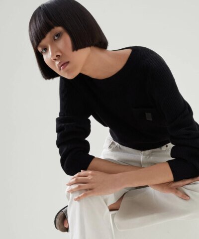 Brunello Cucinelli Cotton English Rib Sweater With Precious Pocket Loop