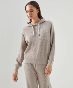 Brunello Cucinelli Cotton English Rib Hooded Sweater With Precious Pocket Loop