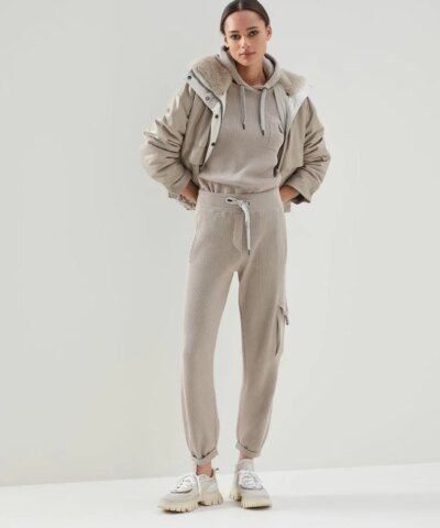 Brunello Cucinelli Cotton English Rib Hooded Sweater With Precious Pocket Loop