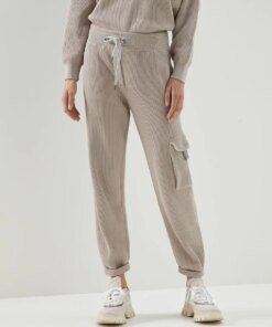 Brunello Cucinelli Cotton English Rib knit Trousers With Precious Pocket Loop