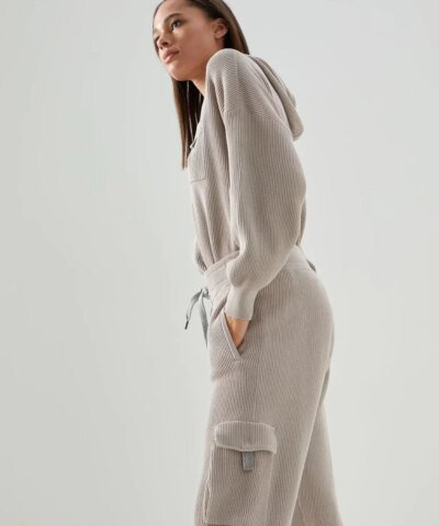 Brunello Cucinelli Cotton English Rib knit Trousers With Precious Pocket Loop