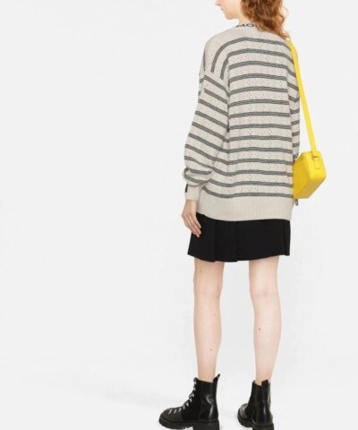 Moncler Striped Pointelle-Knit Cardigan