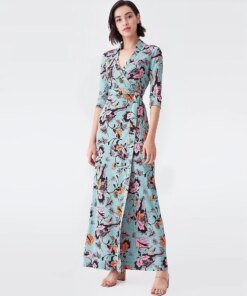 DVF Abigail Silk-Jersey Maxi Wrap Dress