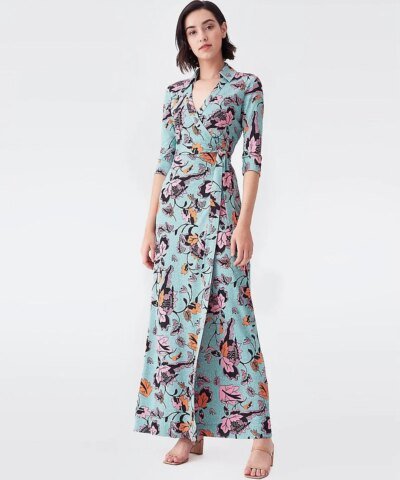 DVF Abigail Silk-Jersey Maxi Wrap Dress