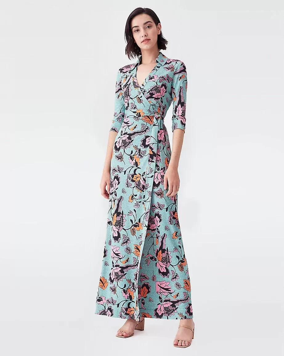 DVF Abigail Silk-Jersey Maxi Wrap Dress