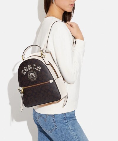 Coach Jordyn Backpack In Signature Canvas With Varsity Motif