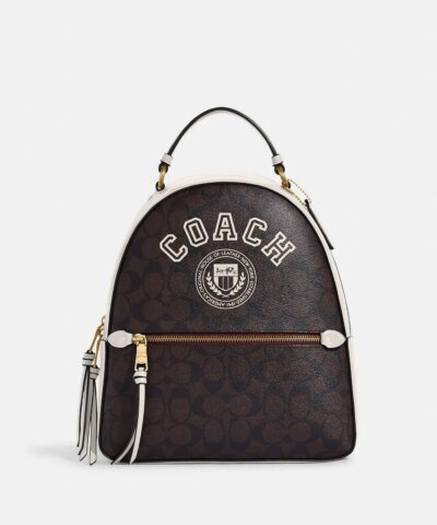 Coach Jordyn Backpack In Signature Canvas With Varsity Motif