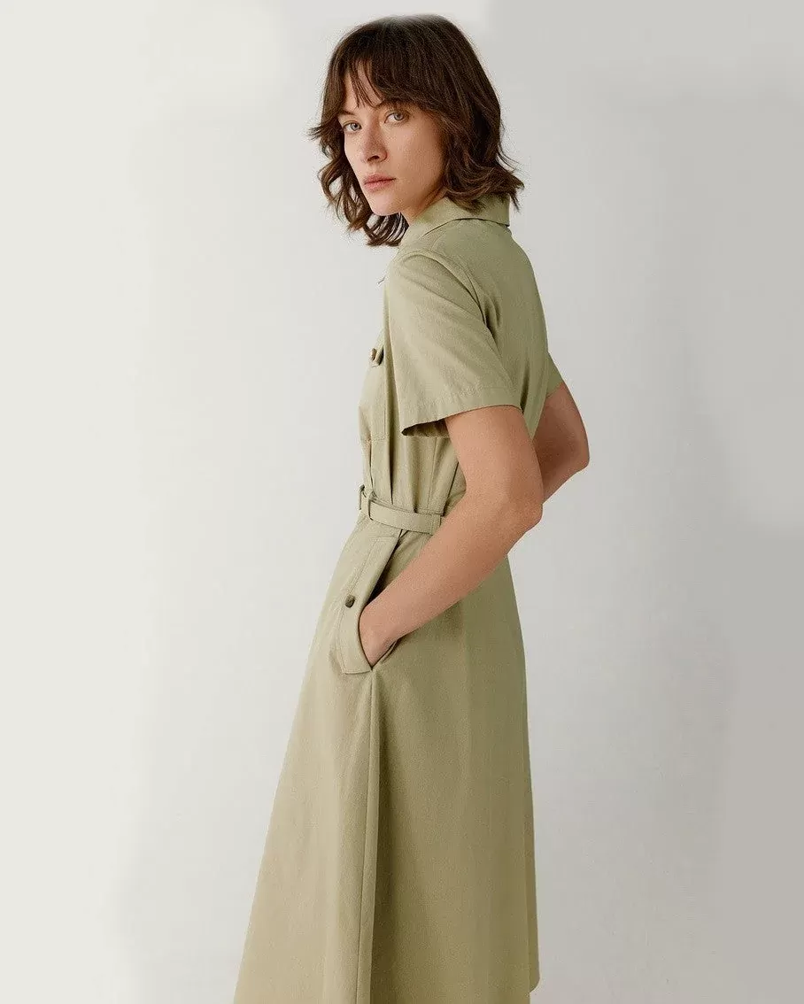 Noralux Tie Front Cotton Shirtdress