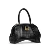 Balenciaga Small Editor Embossed Leather Bag In Black