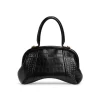 Balenciaga Small Editor Embossed Leather Bag In Black