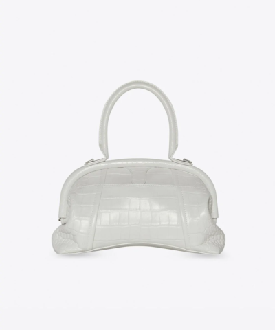 Balenciaga Small Editor Embossed Leather Bag In White