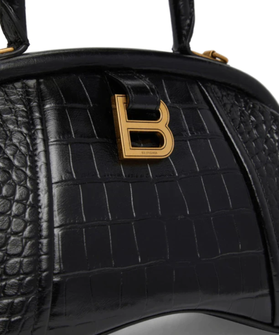 Balenciaga Small Editor Embossed Leather Bag In Black