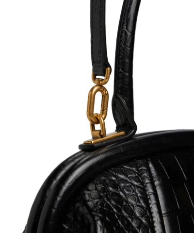 Balenciaga Small Editor Embossed Leather Bag In Black