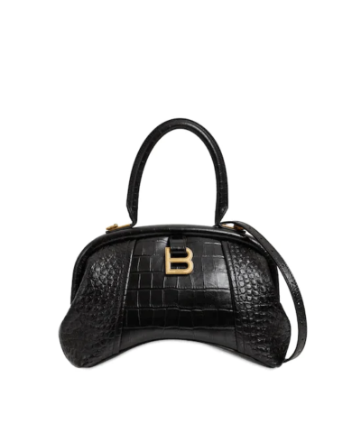 Balenciaga Small Editor Embossed Leather Bag In Black
