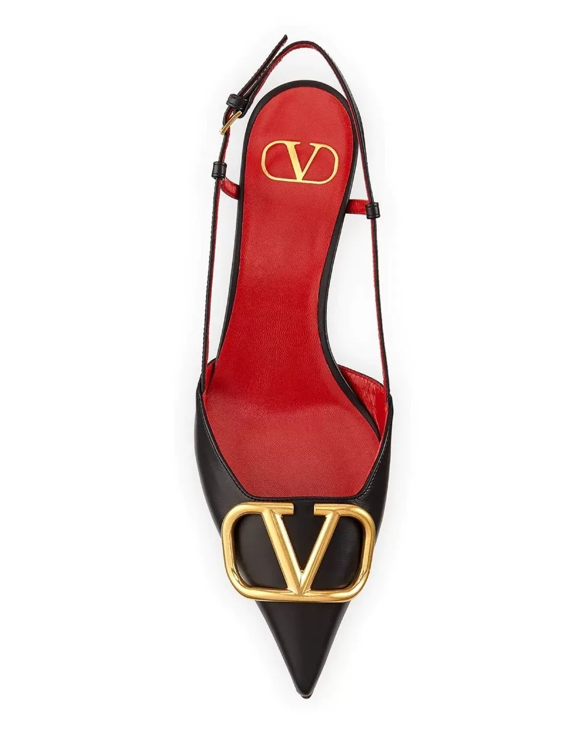 Valentino Garavani Go Logo Slingback Kitten-Heel Pumps. Black