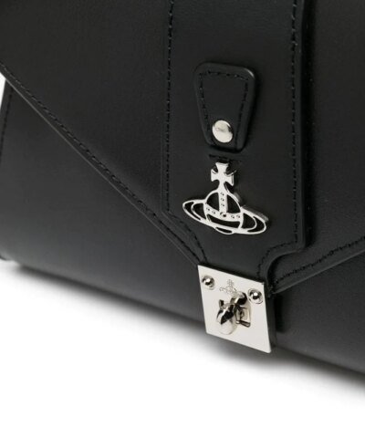 Vivienne Westwood Black Dolce Leather Envelope Clutch