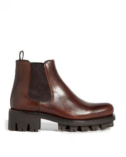 Prada Leather Lug Chelsea Boots