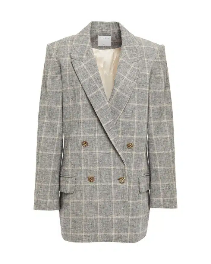 Sandro Beyane Double-breasted Plaid Blazer