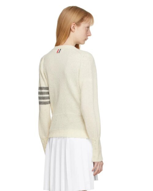 Thom Browne Off-White Classic V-Neck 4-Bar Cardigan