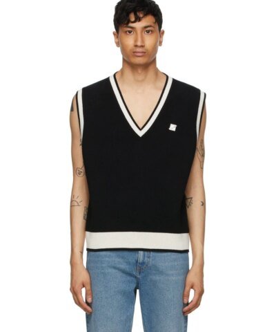 We11done Black Knit Metal Logo Vest