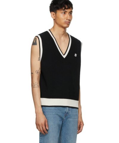 We11done Black Knit Metal Logo Vest