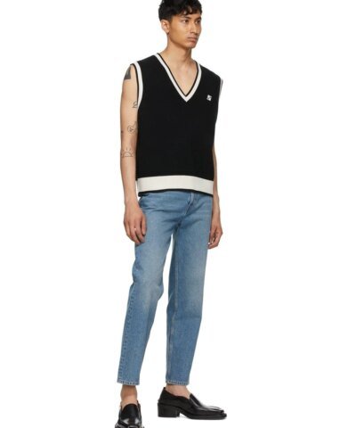 We11done Black Knit Metal Logo Vest