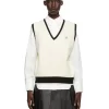 We11done Off-White & Black Wool Logo Vest