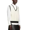 We11done Off-White & Black Wool Logo Vest