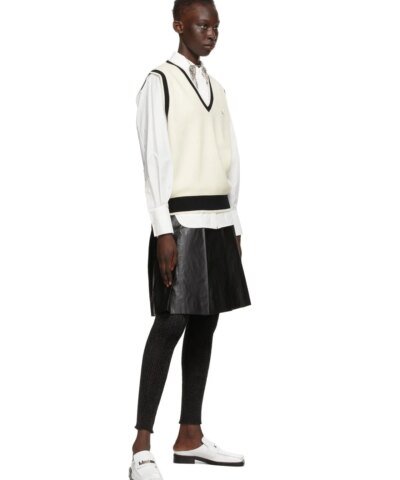 We11done Off-White & Black Wool Logo Vest